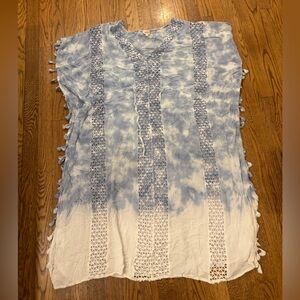 Surf Gypsy Blue & White Tie-Dye Beach Cover-Up / Kaftan – Size M